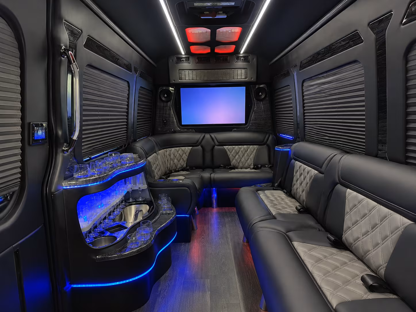 columbia 30 passenger party bus inside